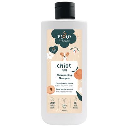 Shampoing chiot Plouf Biogance à l’extrait de pêche – 200 ml