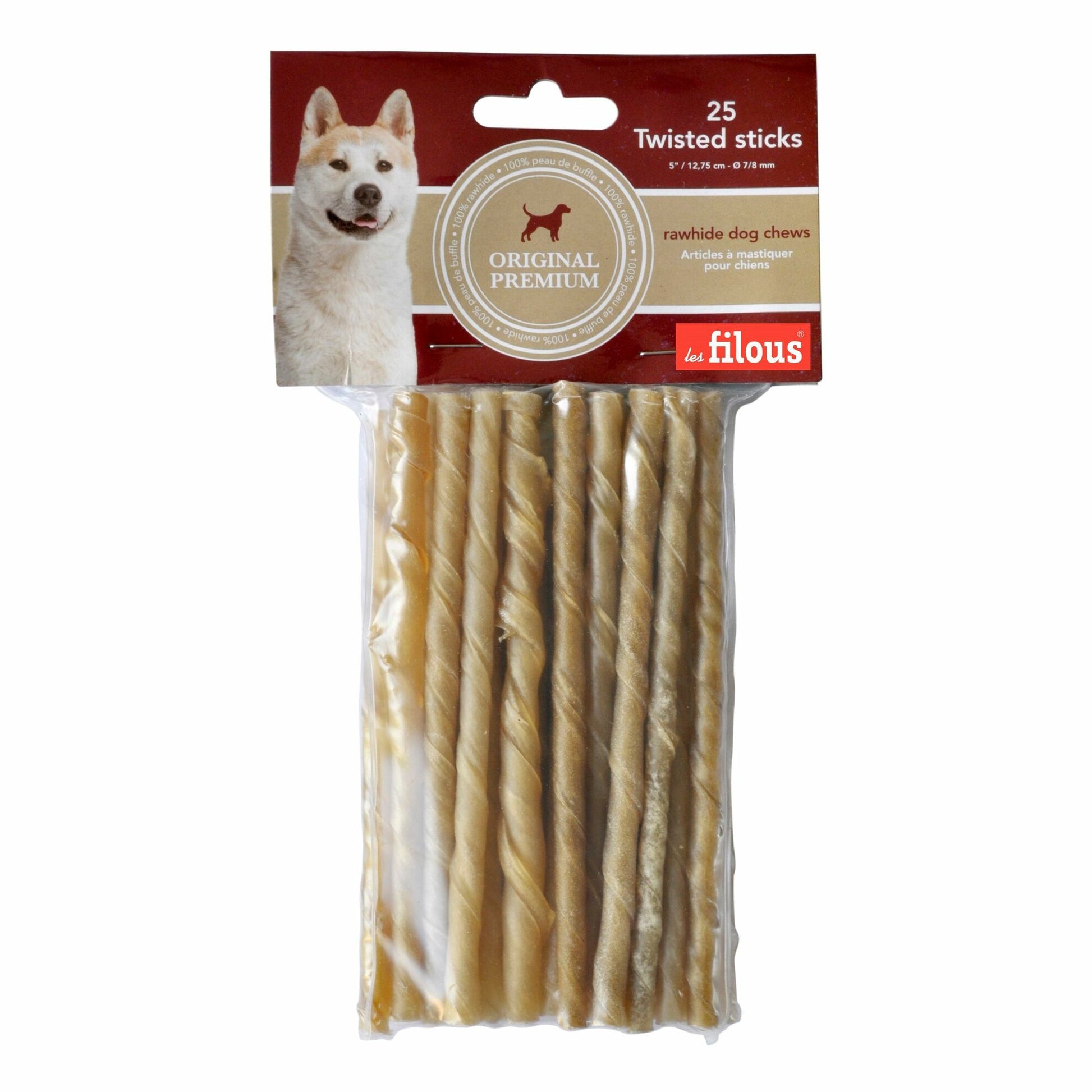 25 bâtonnets torsadés épais Les Filous pour chien