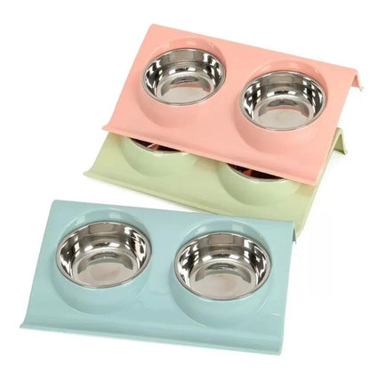 Topmast Kunststof Double Dinner + Rvs bakjes 13 cm - Blauw