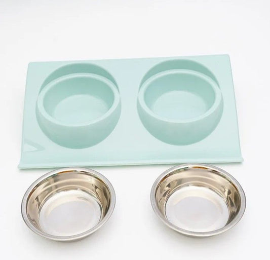 Topmast Kunststof Double Dinner + Rvs bakjes 16 cm - Roze