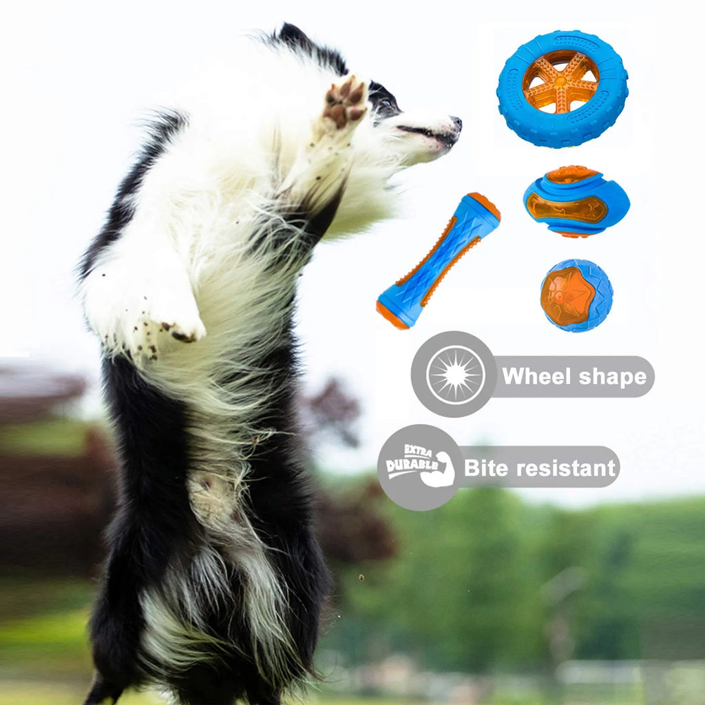 Dog Chew Toys Ball Interactive Pool Play Floating Bite Resistant Squeaky Rubbe Fidget Toy Supplies Product for Small Large Dogs