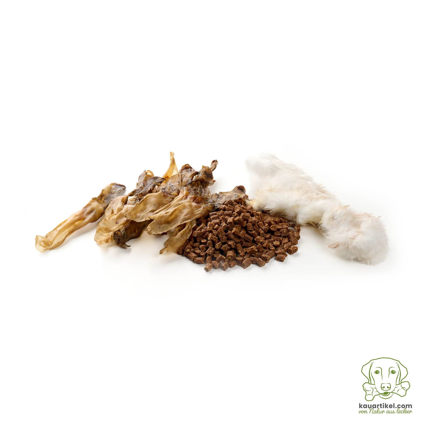Assortiment de friandises naturelles pour chiens au lapin