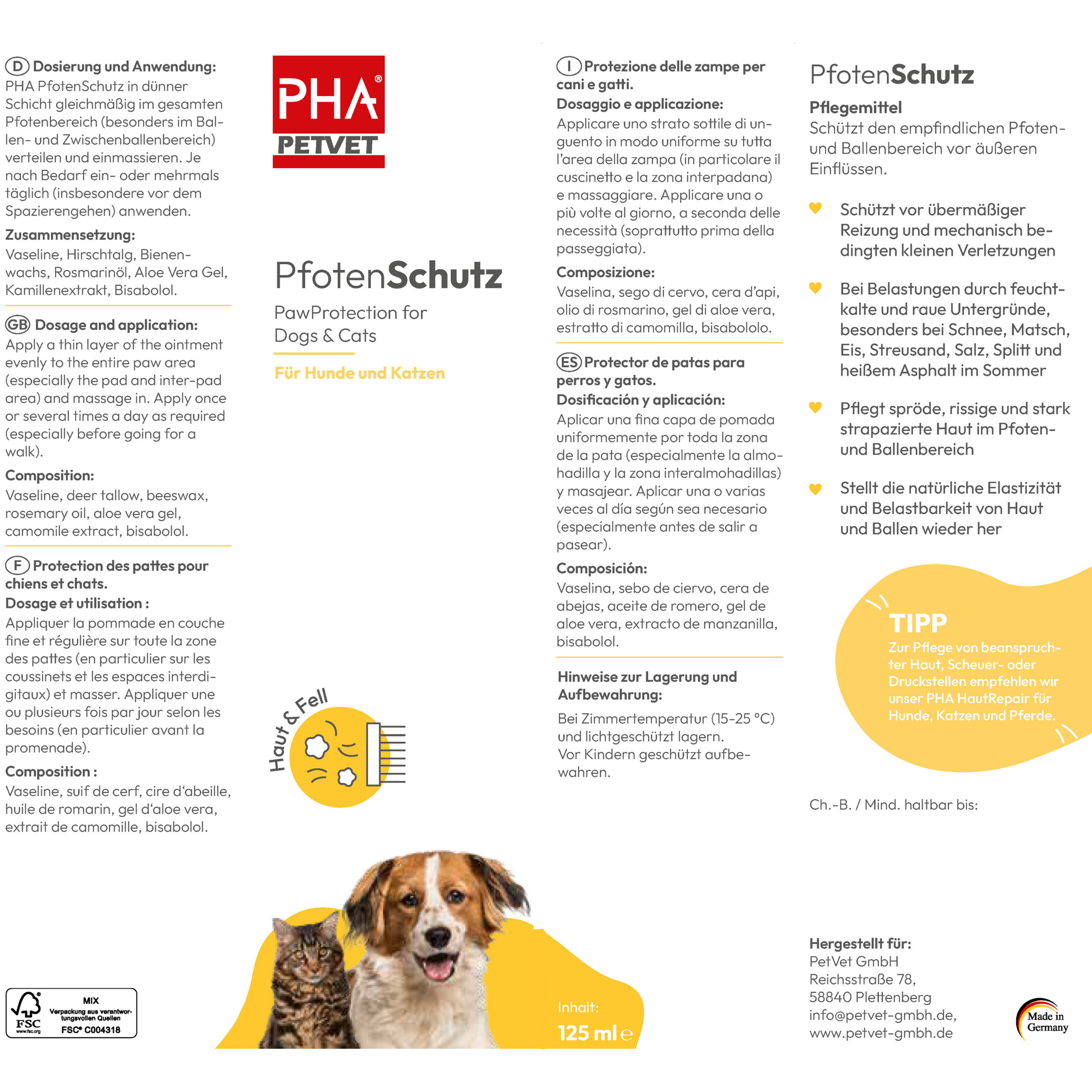 Protection des pattes PHA pour chiens et chats 125 ml Kauartikel.com GmbH