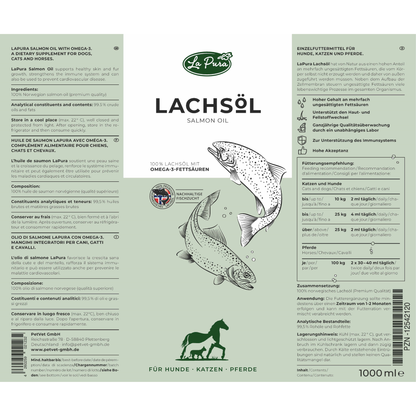 Huile de lin LaPura 1000 ml pour chiens, chats et chevaux Kauartikel.com GmbH