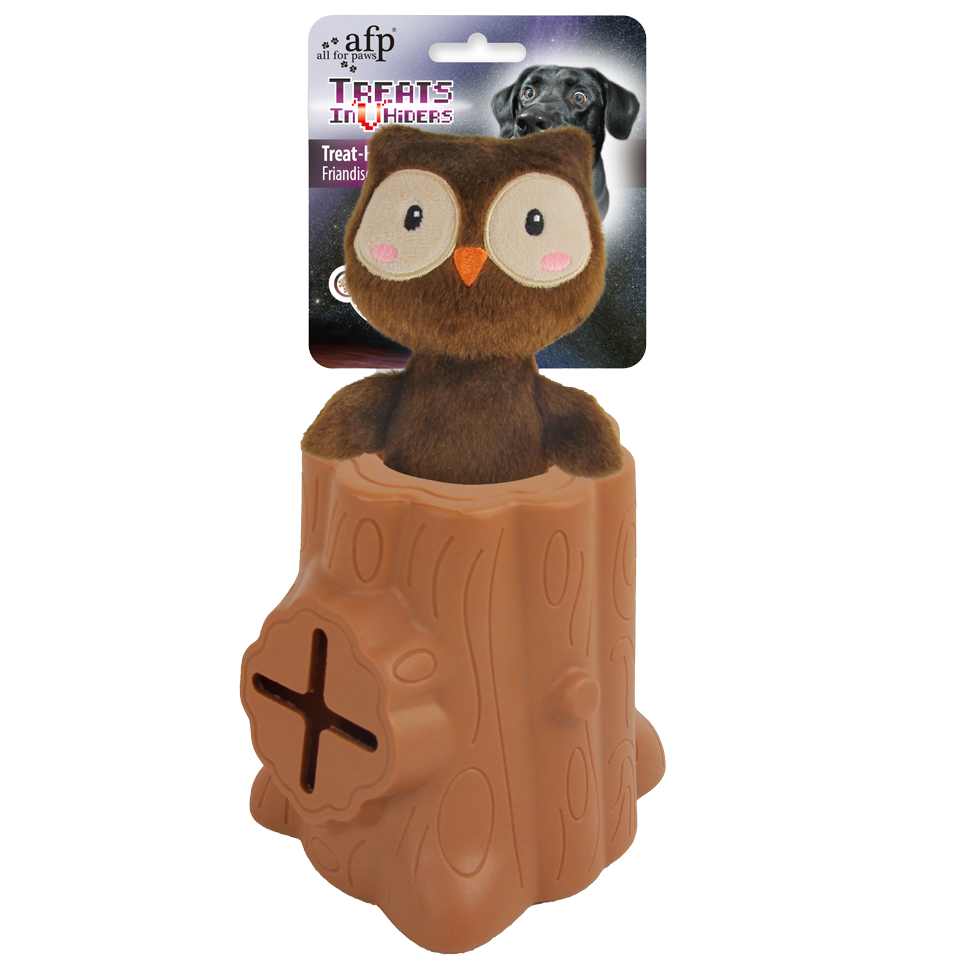 AFP Treats In V Hiders - Tronc hibou jeu de fouille pour chien