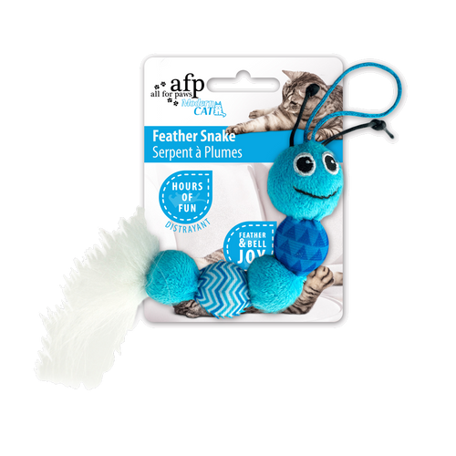 Jouet serpent pour chat avec plume et grelot – Feather Snake
