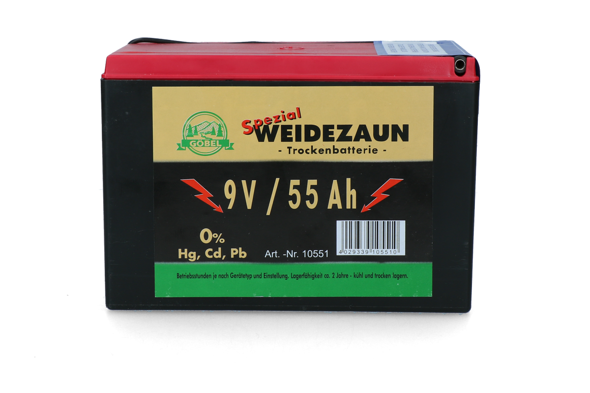 Battery Dry 9V/55Ah (H11.5 x L16.5 x W11.2 cm) 55 Ah