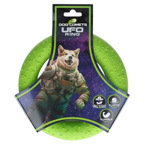 Dog Comets UFO Ring – Anneau flottant vert pour chien 19 cm