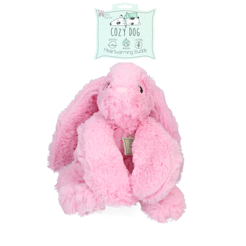 Doudou apaisant chiot Cozy Dog Bunny rose – chaleur, battement de cœur & lavande
