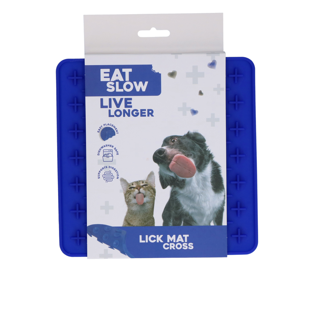 Tapis de léchage motif croix bleu