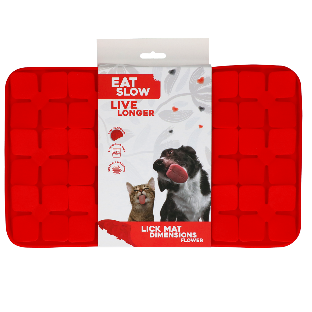 Tapis de léchage fleur rouge