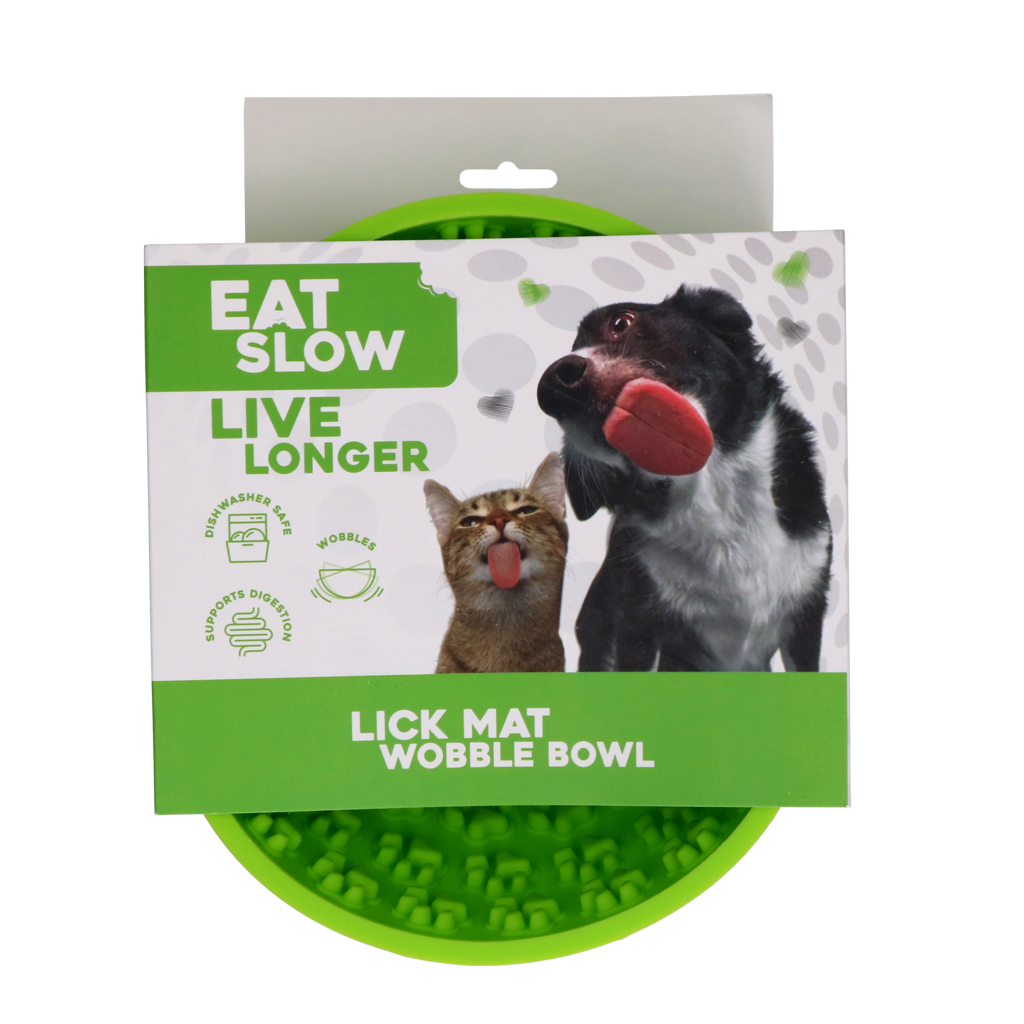 Eat Slow Live Longer Lick Mat Wobble Bowl Green