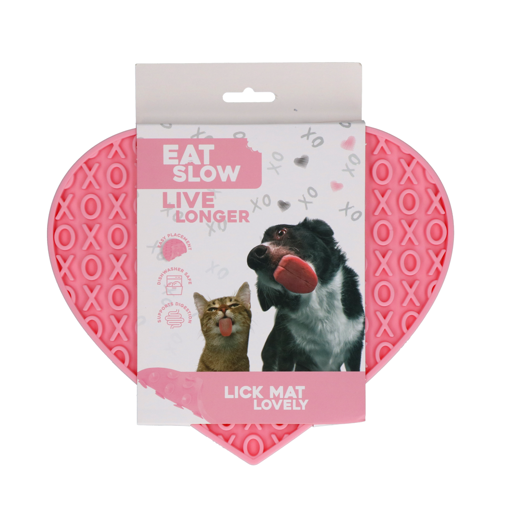 Tapis de léchage cœur rose