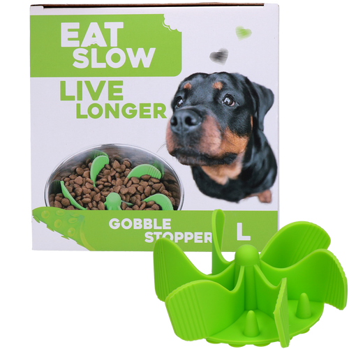 Manger lentement en direct Plus Long Gobble Stopper Vert L