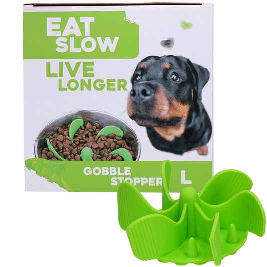 Eat Slow Live Longer Gobble Stopper Green L