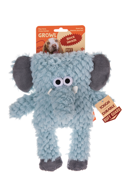 Growl Block Heads Trunky – Éléphant en peluche pour chien