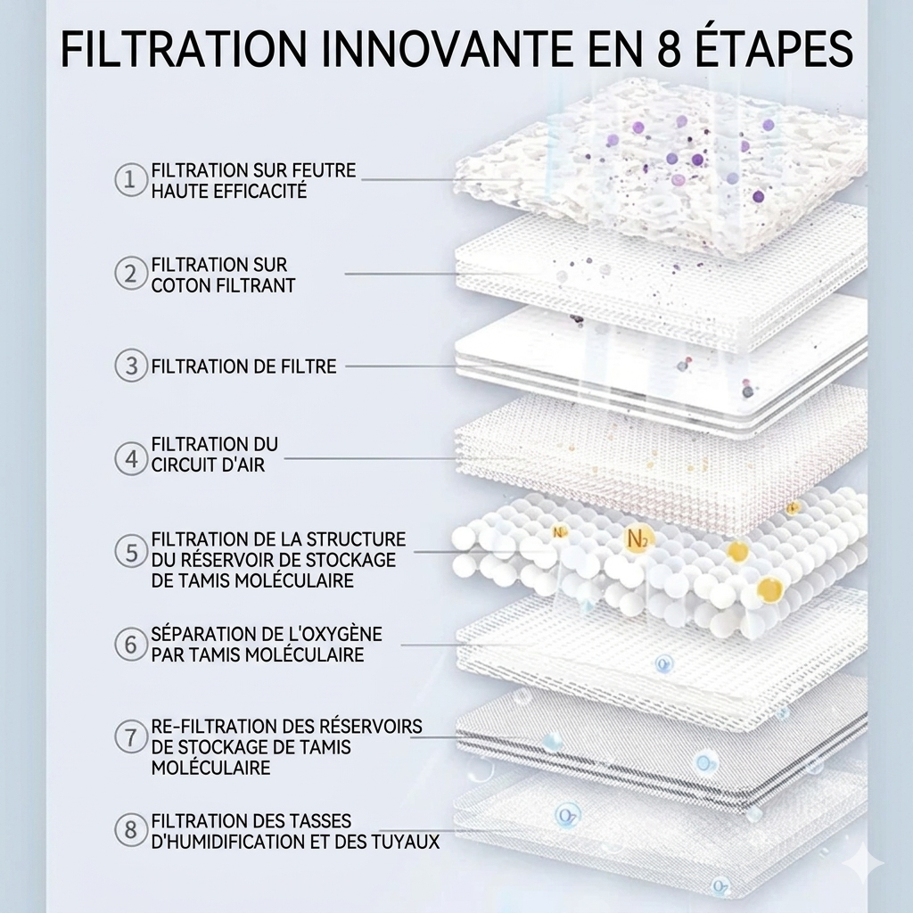Concentrateur d'oxygène réglable de 8L Trufféo