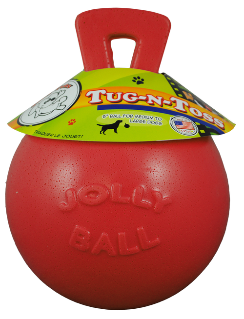 Jolly Pets Tug-n-Toss rouge L – Balle à poignée 20 cm