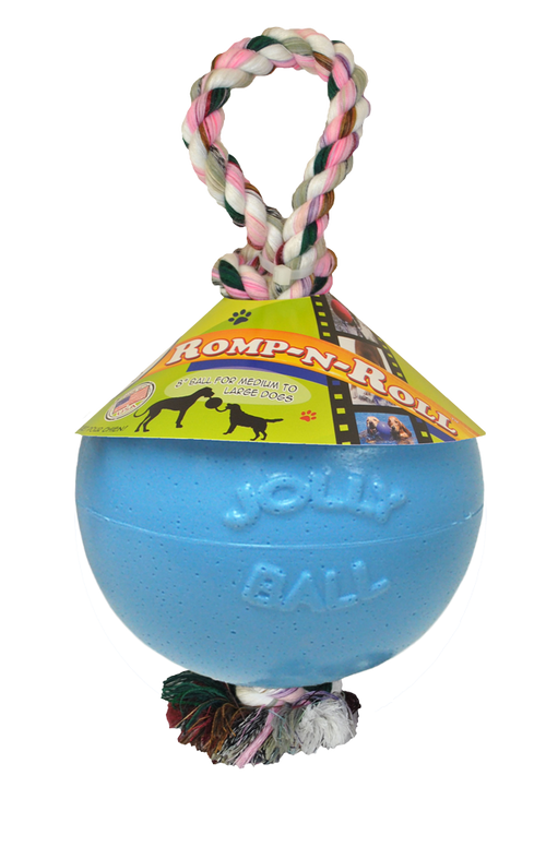 Jolly Pets Romp-n-Roll Blueberry – Balle avec corde M 15 cm