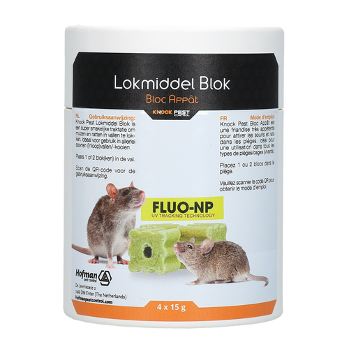 Knock Pest Traktatie Block voor muis&rat Fluo-NP 4 x 15 g