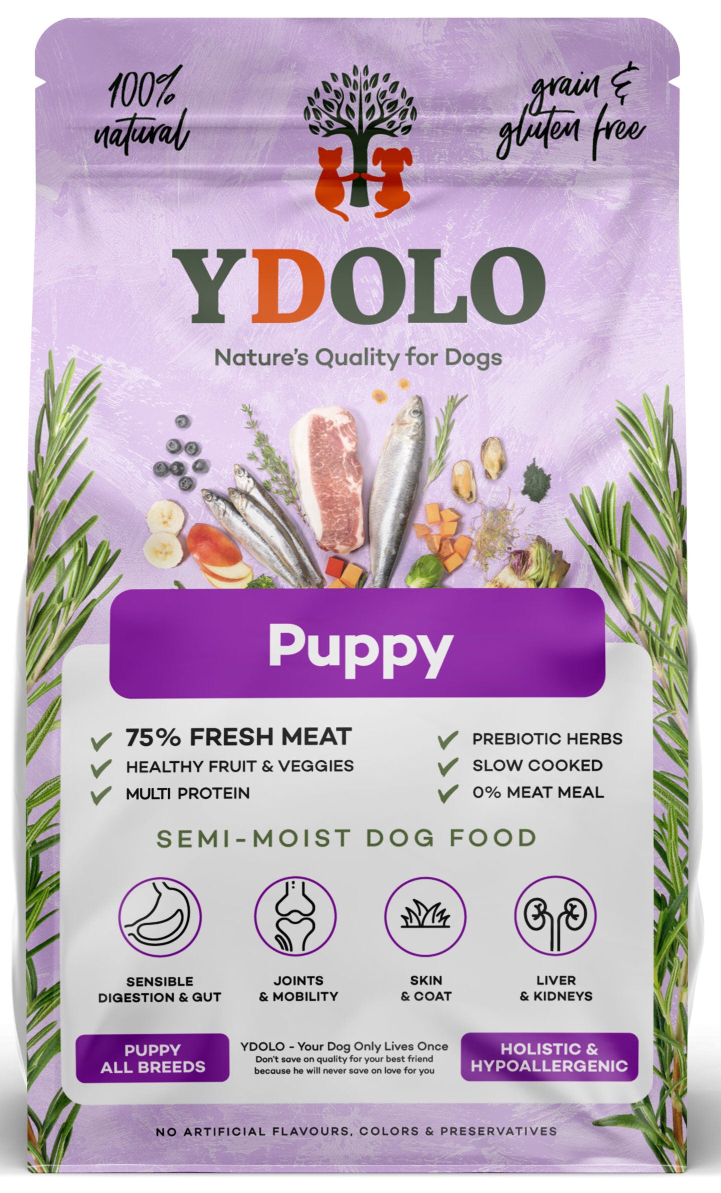 YDOLO Healthy & Pure Puppy — croquettes semi-humides chiot, sac