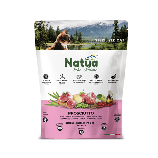 Croquettes Natua chat stérilisé jambon