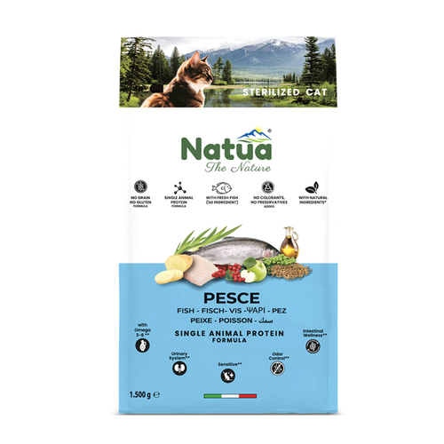 Croquettes Natua au poisson pour chats stérilisés