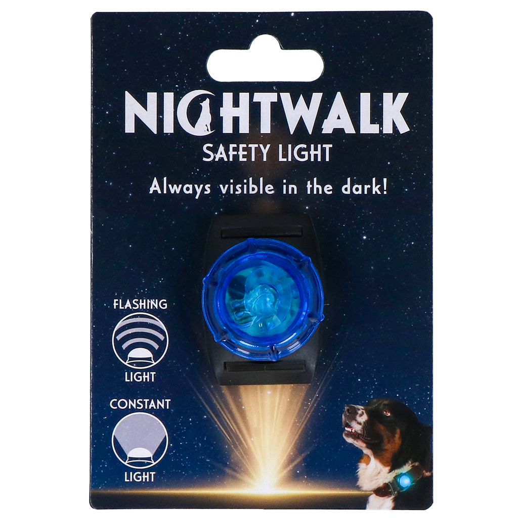 Lampe de sécurité Nightwalk bleue pour collier de chien