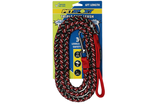 Petsport Triple Safe Leash Red 1.8 m