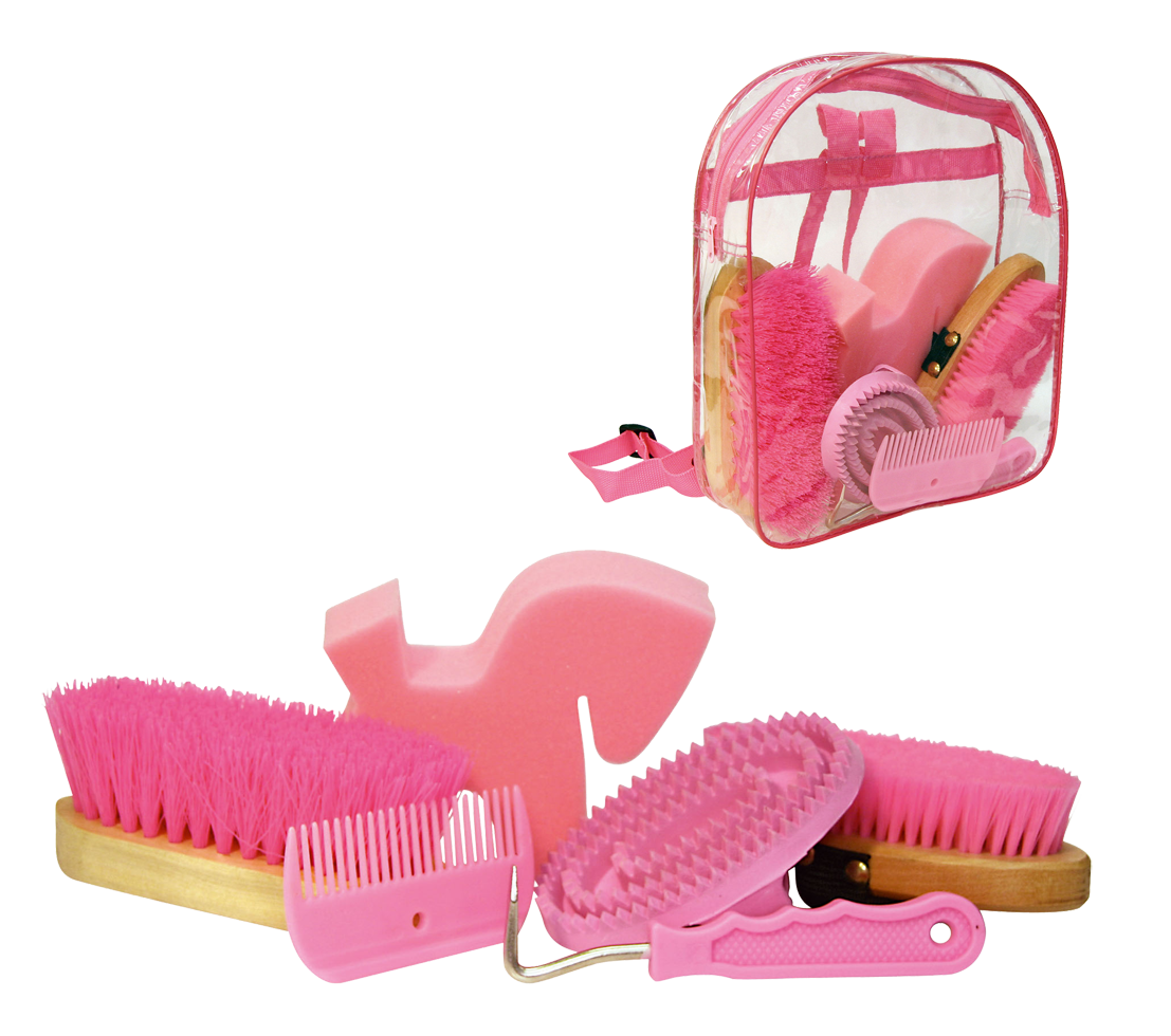 Grooming kit with 7 products in backpack pink