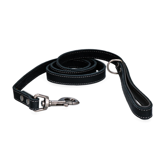 Spotted! Pro Leather Dog Leash Black