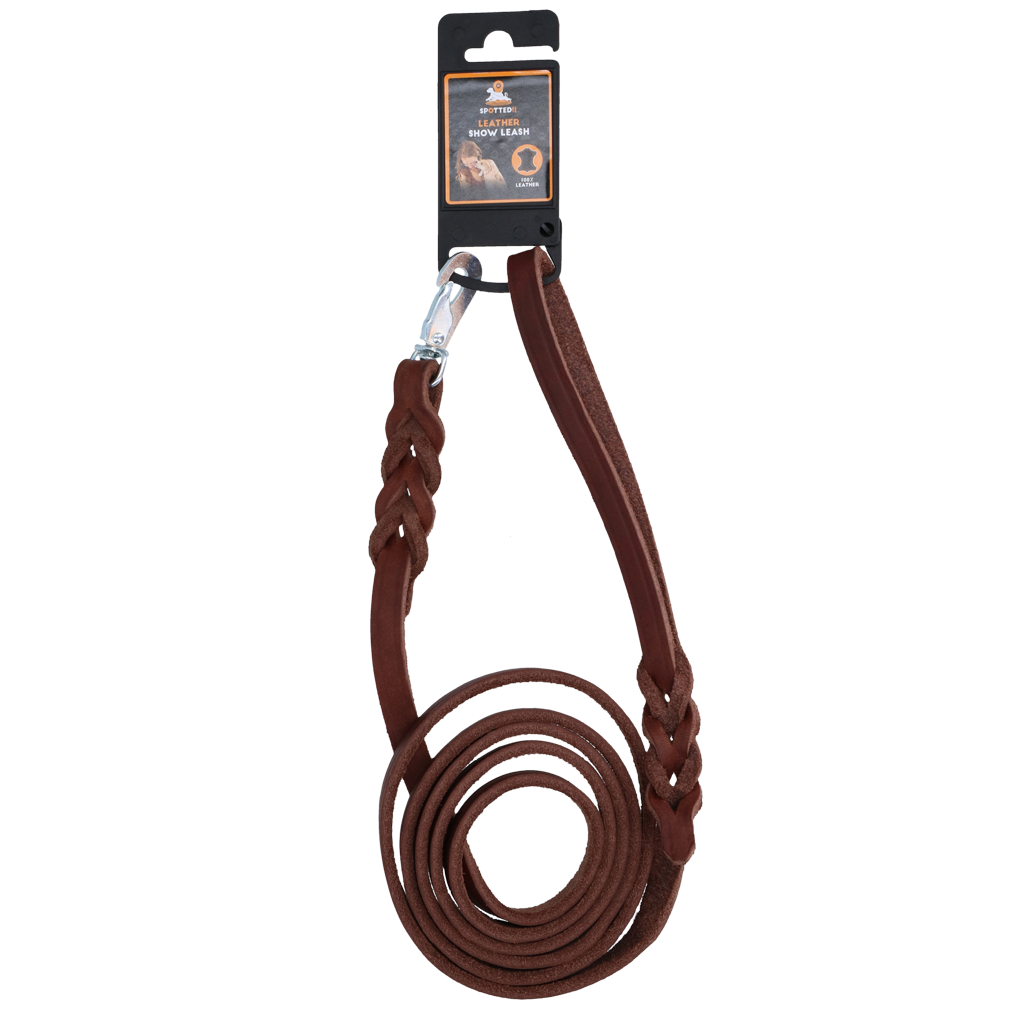 Spotted! Pro Leather Show Leash Brown 1.8 x 180 cm (Clip Hook)