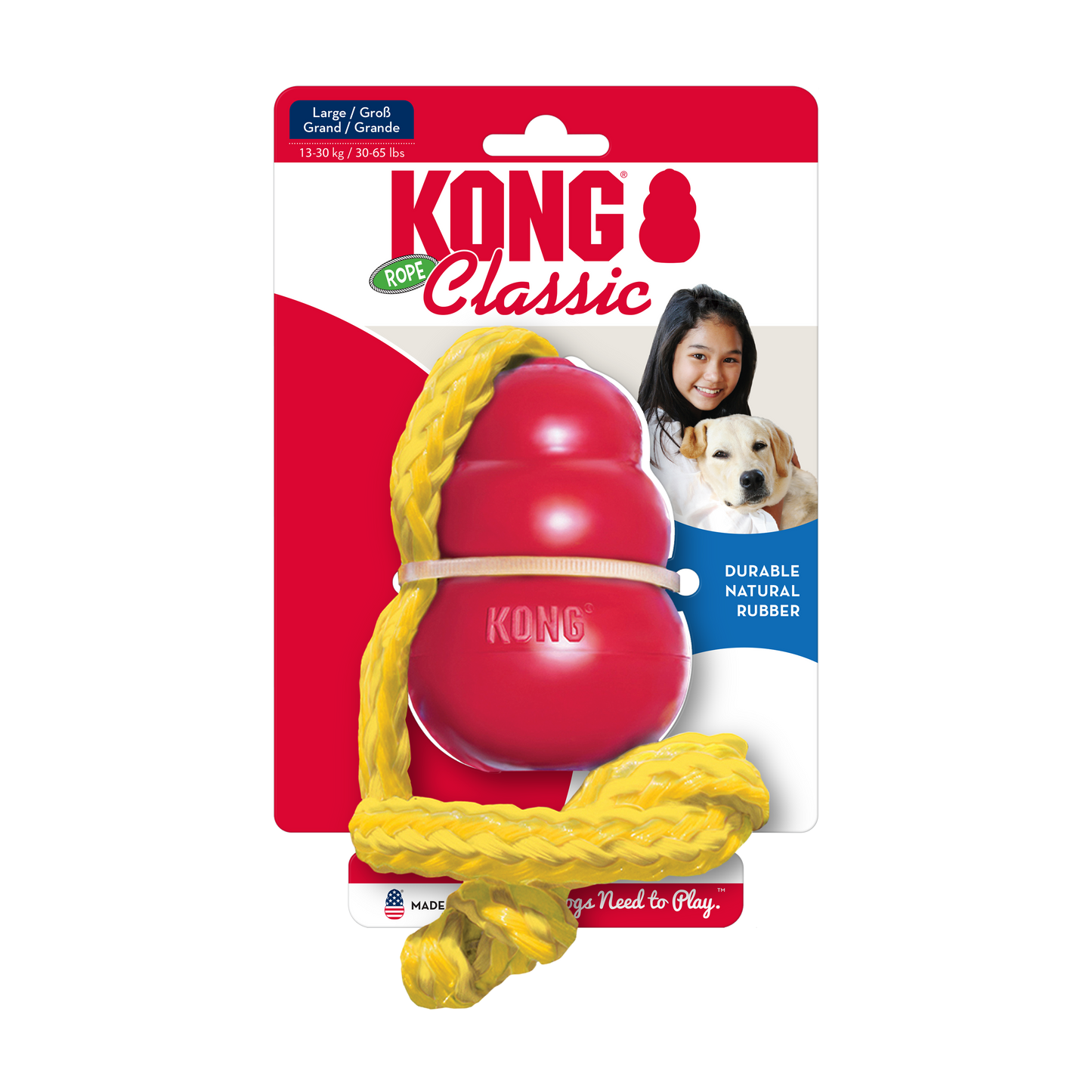 KONG Classic avec Corde - Rouge - Large Petdiscount