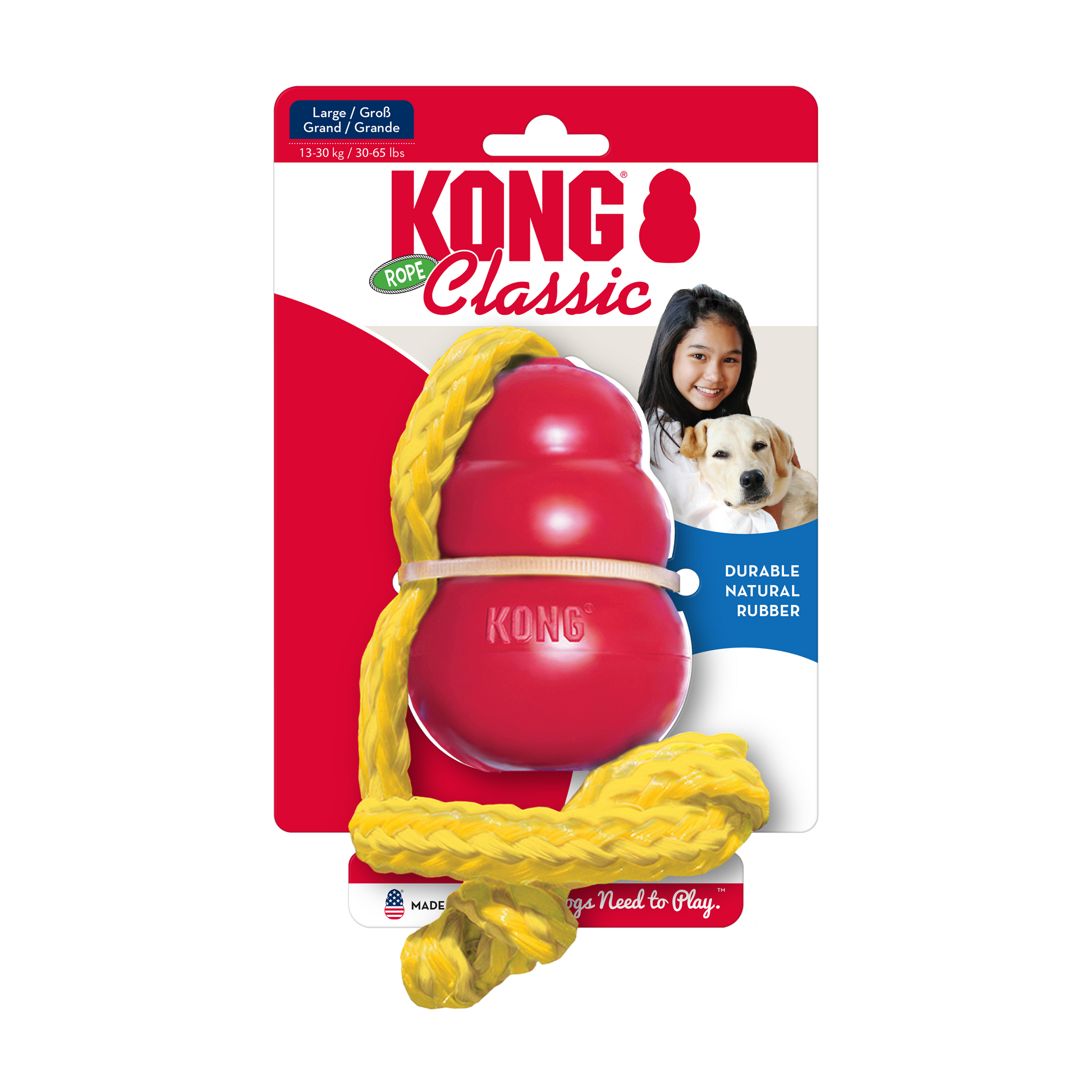 KONG Classic avec Corde - Rouge - Large Petdiscount