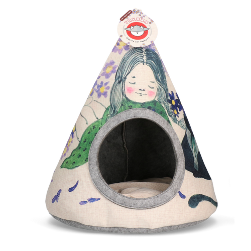 Tipi pour Chat TAKARA – Nid Douillet et Élégant - Violet fleurs