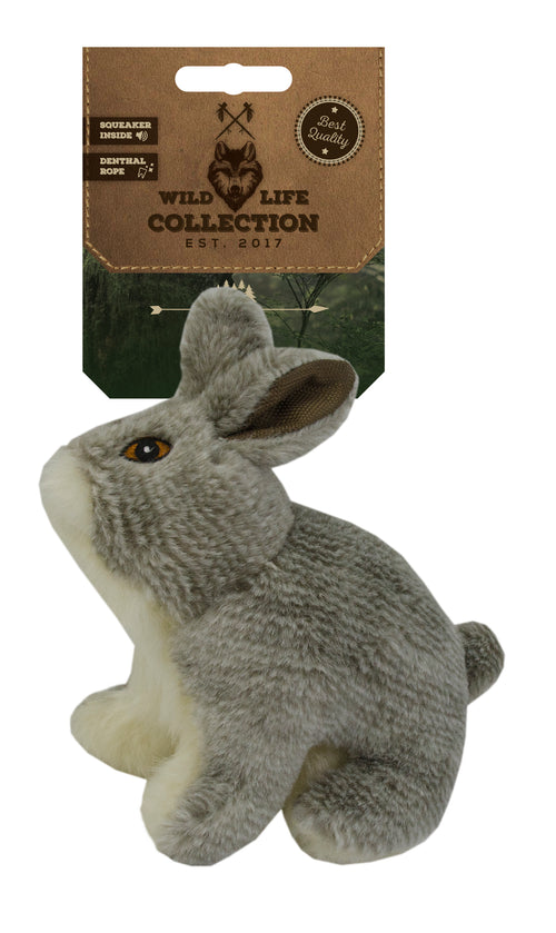 Wild Life Dog – Jouet Naturel Lapin pour Chien avec Corde Dentaire