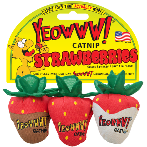 🍓 Yeowww! Fraise à l'herbe à chat — Lot de 3 jouets pour chat
