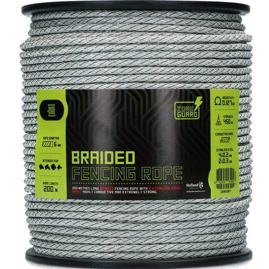 ZoneGuard 6 mm braided fencing rope white and green 200 m