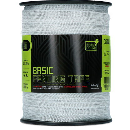 ZoneGuard 20 mm Basic fencing tape white 200 m (9 wires)
