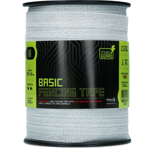ZoneGuard 20 mm Basic fencing tape white 200 m (9 wires)