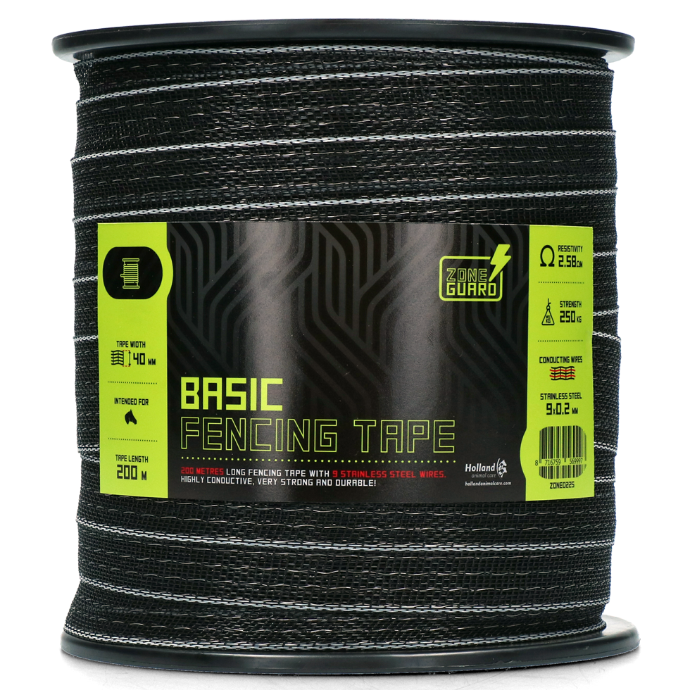 ZoneGuard Basic fencing tape 40 mm black 200 m
