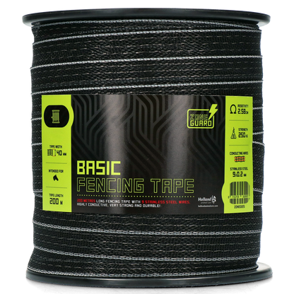 ZoneGuard Basic fencing tape 40 mm black 200 m