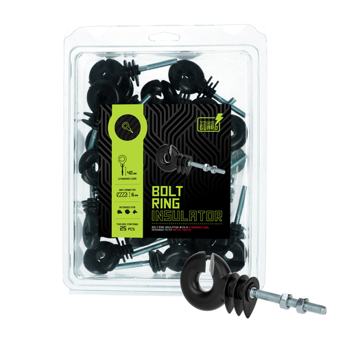 ZoneGuard Isolateur anneau noir avec boulon (noyau métallique)