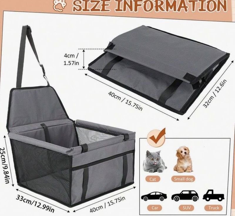 Beschermkussen Autostoel- Nylon - Polyester grijs Opvouwbaar 40 x 33 x 25 cm