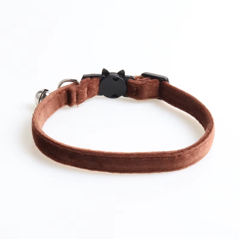 Velvet Cat Collar Solid Color Bowknot Puppy Chihuahua Collars with Bell Adjustable Safety Buckle Cats Bow Tie Pets Accessories