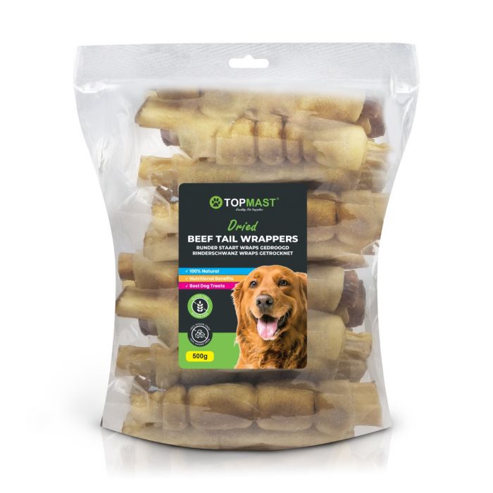 Queue de bœuf enrobée de peau de buffle – Friandise de mastication pour chien TOPMAST