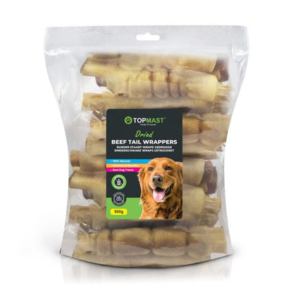 Queue de bœuf enrobée de peau de buffle – Friandise de mastication pour chien TOPMAST