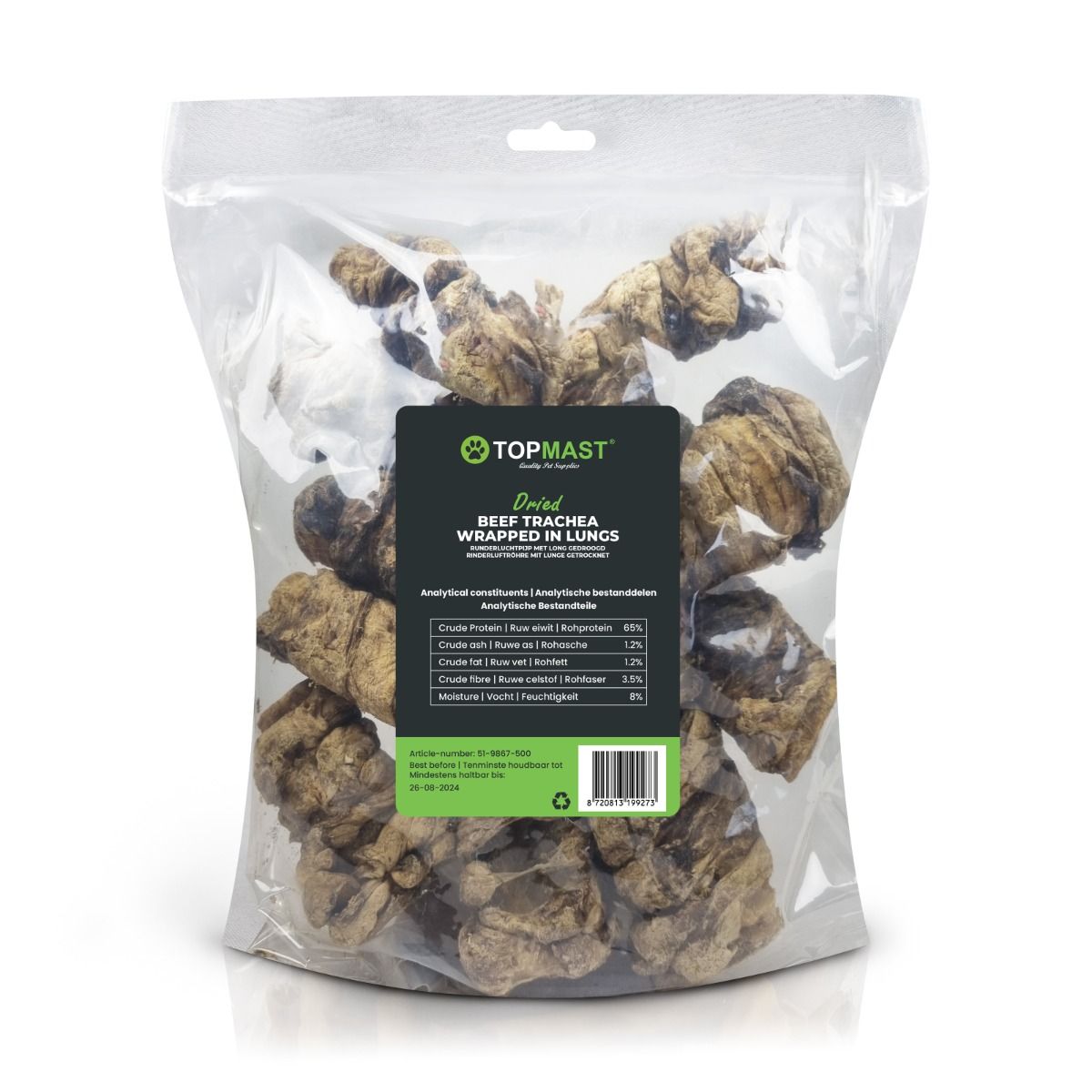 Trachée de veau avec poumon – Friandise naturelle pour chien TOPMAST