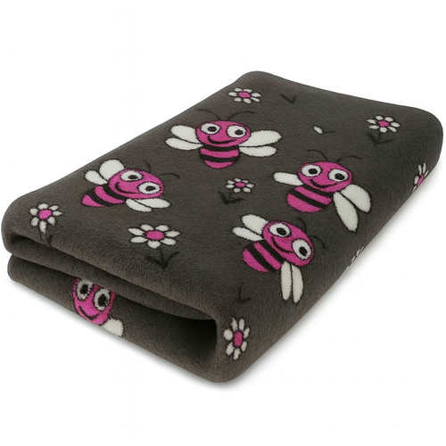 Tapis Vet Bed Abeilles Anthracite Bleu - Antidérapant pour Chien