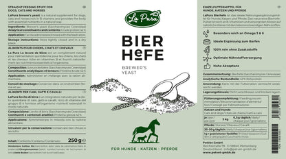 Levure de bière LaPura 250 g pour chiens, chats et chevaux